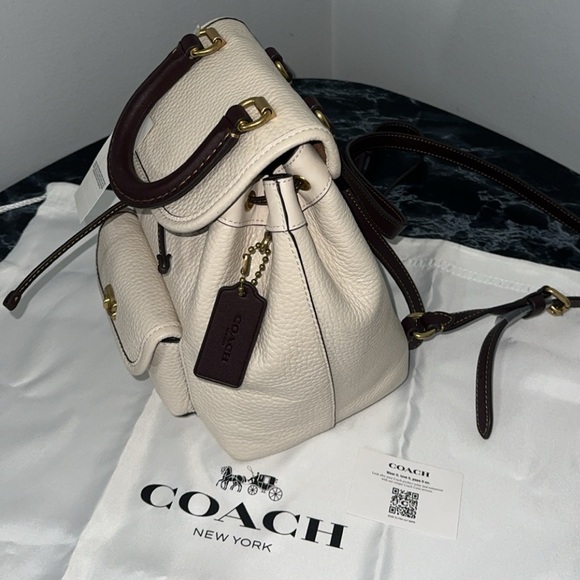COACH Bag Riya 21 Backpack Chalk White Leather AUTHENTIC NWT-Broken Snap Closure - Picture 5 of 15